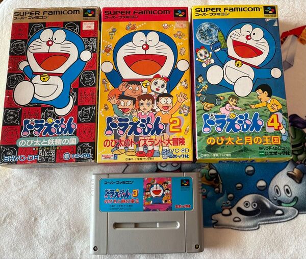 スーパーファミコン ドラえもん1、2、3、4 ソフト4本セット 3以外、箱説付き