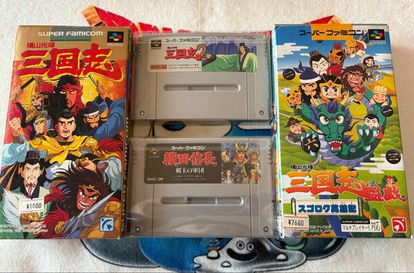 スーパーファミコンソフト4本セット 横山光輝 三国志シリーズ3本、 織田信長