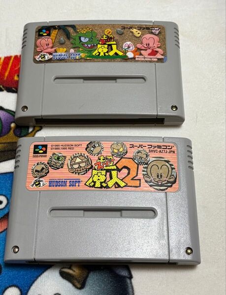 スーパーファミコンソフト 超(スーパー)原人1&2 2本セット 箱説なし