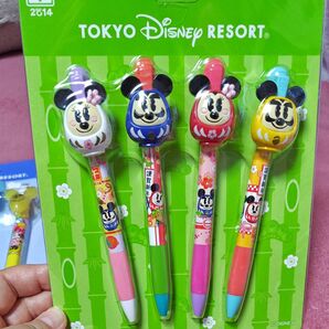 【4本セット】 TDR ミニーマウス ボールペン お正月 だるま 未使用