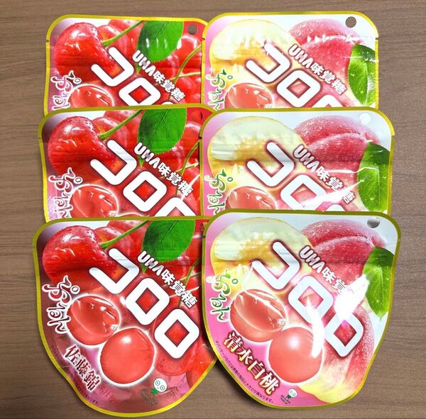 詰め合わせセット UHA味覚糖 コロロ 6袋 さくらんぼ 桃 グミ