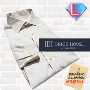 BRICK HOUSE ピンク系ストライプYシャツ ドレスシャツ