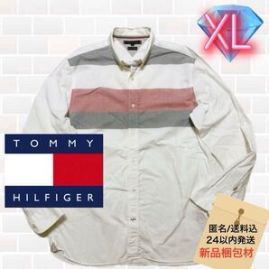TOMMY HILFIGER 切替デザイン ゆったりビッグサイズシャツ
