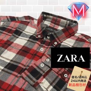 ZARA ボタンダウン ビンテージチェックネルシャツ