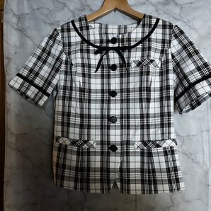 チェック柄ブラウス 半袖 制服 7号