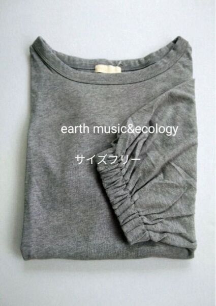 earth music&ecology トップス パフスリーブブラウス カットソー M グレー