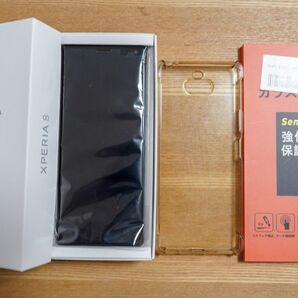 Xperia 8 本体 保護フィルム セット ブラック