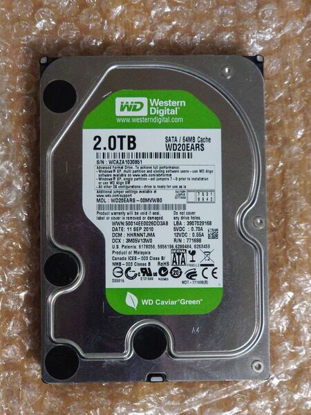 Western Digital 2TB HDD WD20EARS+おまけ