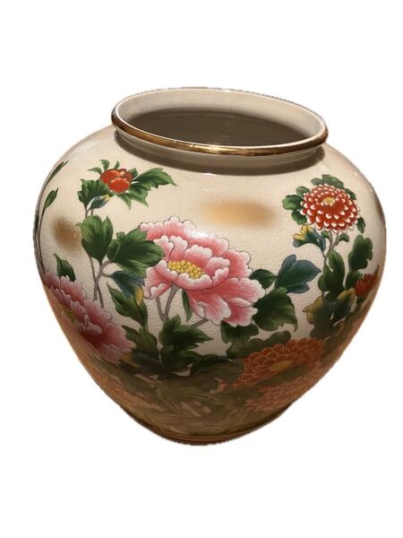 花柄 陶磁器 花瓶 九谷焼