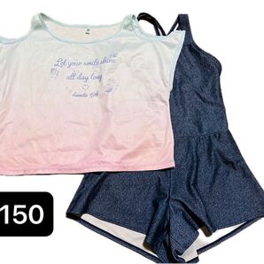 ブルー セパレート水着 女の子 ワンピース ラッシガード セット