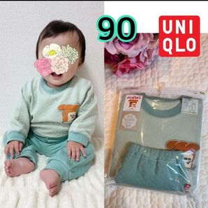 新品 UNIQLO ユニクロ キルトパジャマ 90サイズ パンどろぼう セットアップ コットン100% 長袖パジャマ