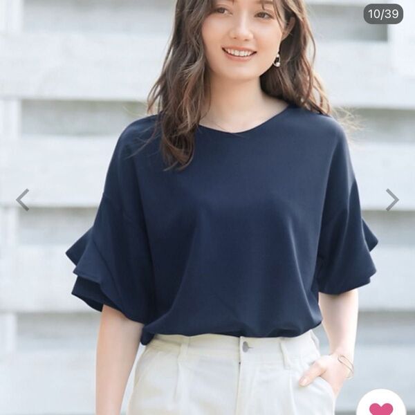新品 花柄 白 フリル トップス Vネック UV対策 吸水速乾 接触冷感 抗菌防臭