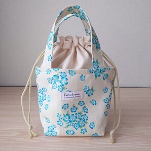 ネモフィラ柄 小さめ保温保冷巾着袋