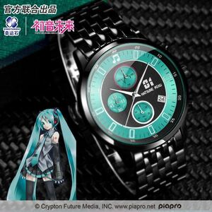  Hatsune Miku wristwatch quartz clock .. stone collaboration regular license goods MIKU Miku Vocaloid 6 needle chronograph waterproof specification sale middle 