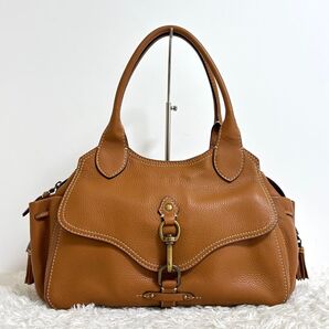 【美品】 コールハーン ハンドバッグ トートバッグ レザー シボ革 タッセル