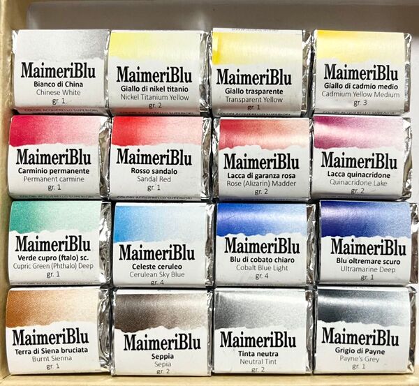 MaimeriBlu マイメリブルー ハーフパン16色 固形透明水彩絵具