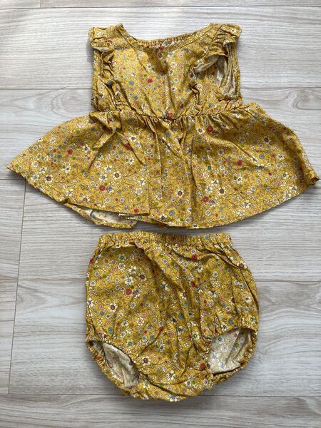 90 セットアップ 女の子 タンクトップ ノースリーブ イエロー