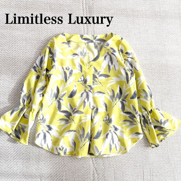 Limitless Luxury リミットレスラグジュアリー ベイクルーズ 花柄ブラウス フレアスリーブ Vネック イエロー