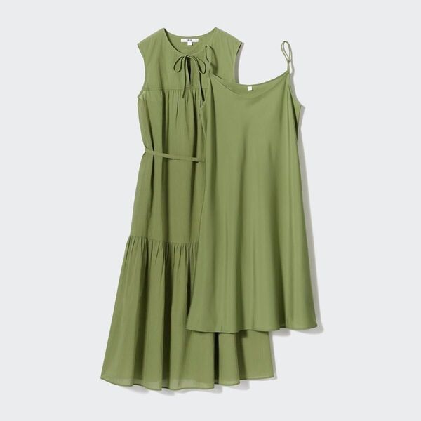 新品タグ付きUNIQLO ライトコットンワンピース ノースリーブ Sサイズ ノースリーブ