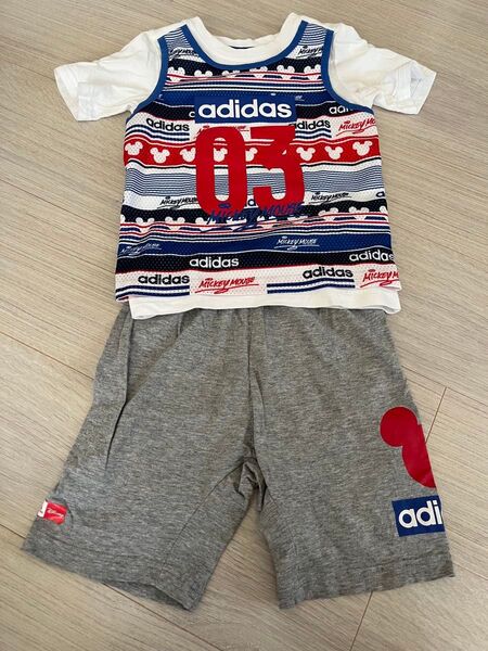 adidas Disney コラボ 100センチ セットアップ Tシャツ ハーフパンツ 半袖Tシャツ 上下セット 半袖 パンツ