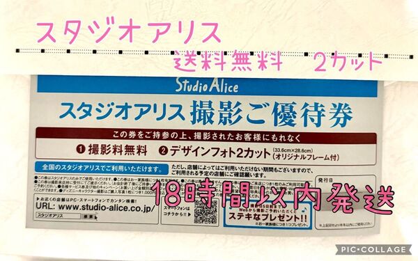 早い者勝ち!!スタジオアリス 撮影ご優待券 デザインフォト2カットフレーム付き