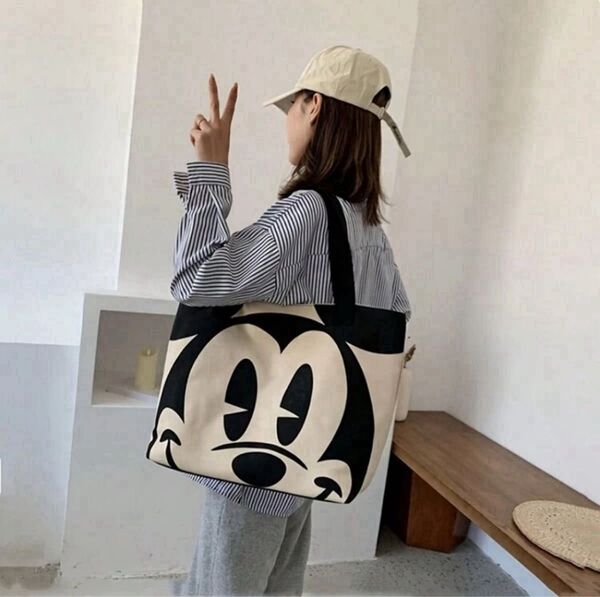 ☆新品未使用☆ ミッキーマウス ショルダーバッグ ファスナー トートバッグ 大きめ