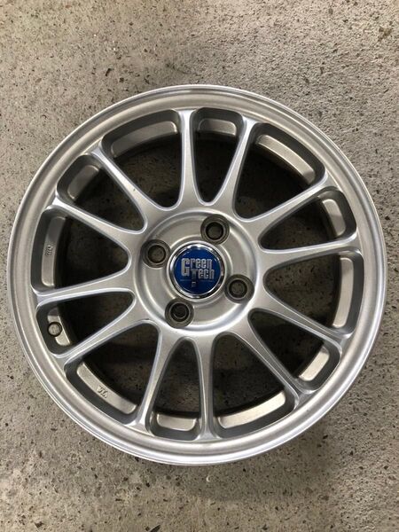 A-TECH Green Tech15インチ 4.5J PCD100 アルミホイール 4本セット中古品 ゴムエアバルブ新品換装!