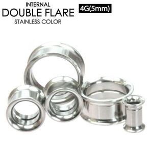 1個 4G インターナル ネジ式 ダブルフレア アイレット ボディピアス サージカルステンレス316L イヤーロブ