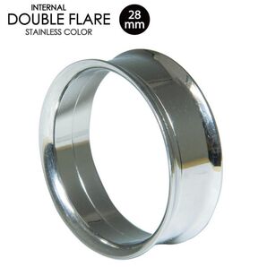 1個 28mm インターナル ネジ式 ダブルフレア アイレット ボディピアス サージカルステンレス316L イヤーロブ