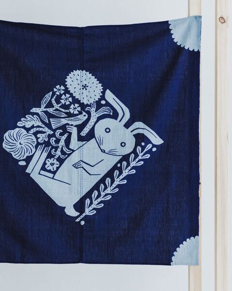 鹿児島睦×BUAISOU 本藍染・手縫い風呂敷 インディゴ 外箱なし