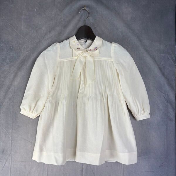 i1【超美品】【子供服】【日本製】BON GOUT シャツワンピース 110㎝ ドレス フォーマル オフホワイト