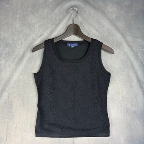a160【エムズグレイシー】【レース】【裏地】M's GRACY タンクトップ ブラック トップス L
