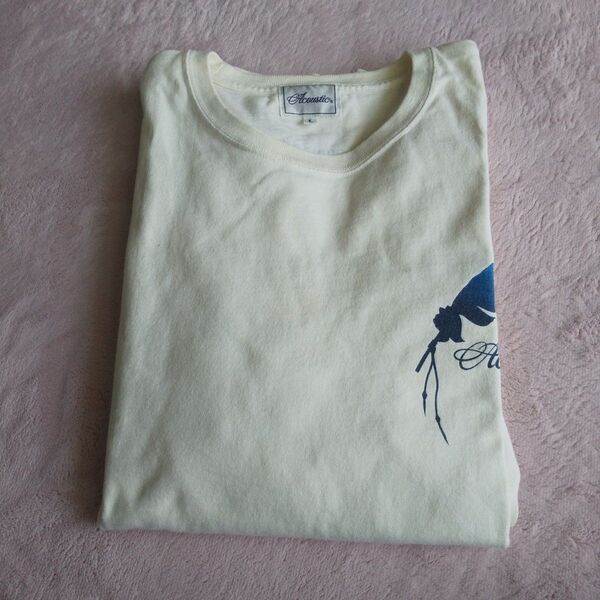 Acoustic Tシャツ クリーム色 Lサイズ ロゴ