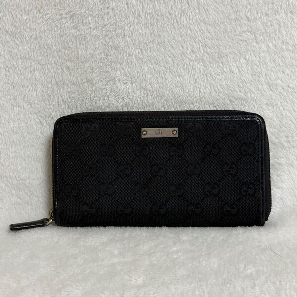 GUCCI★長財布★GGキャンバス★ラウンドファスナー★黒系★美品