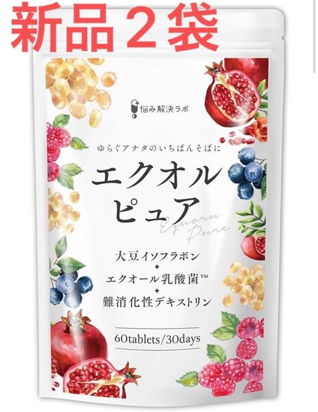 【2袋】エクオルピュア エクオール 乳酸菌 イソフラボン 女性 国内製造 ビタミンB12 サプリ 大豆イソフラボン 美容