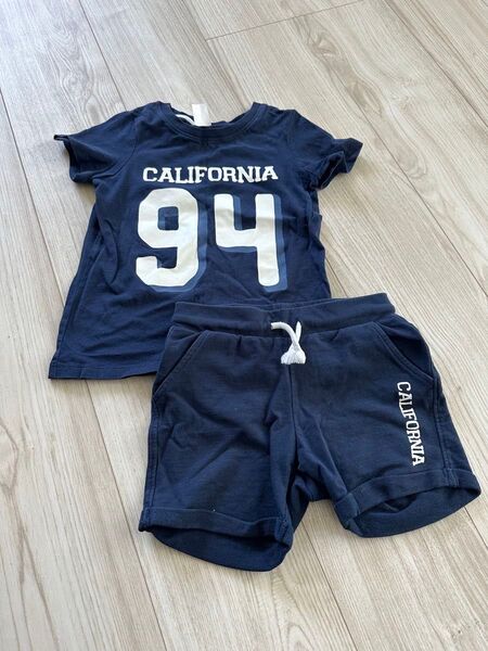 H&M Tシャツ&ハーフパンツセット ネイビー 90cm