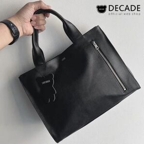 新品未使用★DECADE★防水加工★レザートートバック★A4可シルバーファスナー レザー トートバッグ