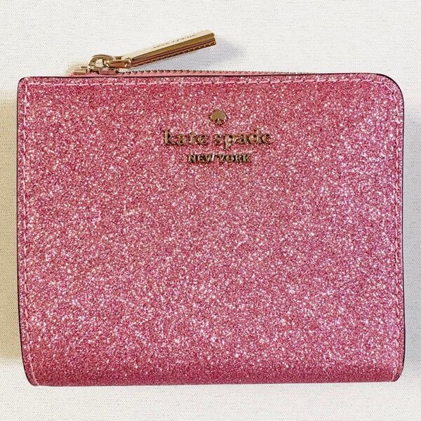 kate spade グリッター 二つ折り財布 ピンク ホリデーコレクション