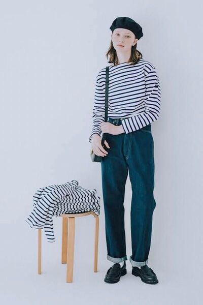 フランス製 SaintJames セントジェームス OUESSANT ウエッソン ホワイト×コバルトブルー