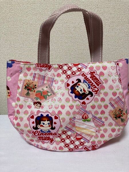 ハンドメイド ペコちゃんケーキ ミニラウンドトートバック
