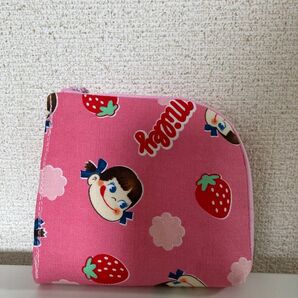 ハンドメイド ペコちゃんいちごピンク L字財布