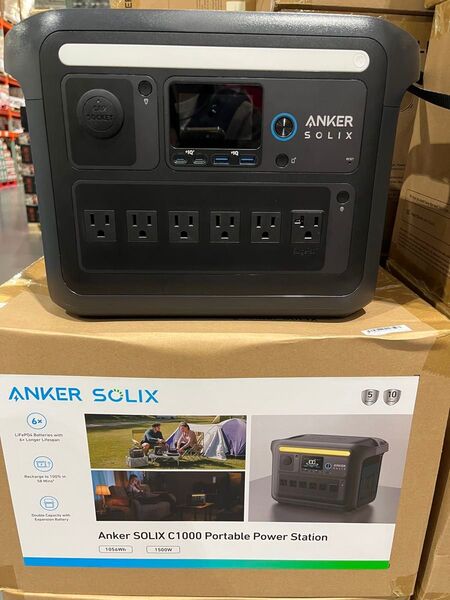 【新品未開封品】コストコ ANKER SOLIX ポータブル電源 C1000 ブラック 容量1056w h