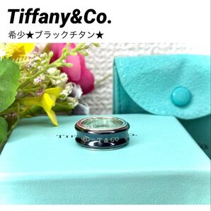希少美品★ Tiffany&Co. ティファニーアンドコー ブラックチタン 指輪 リング 黒 シルバー 11号 箱あり 保存袋