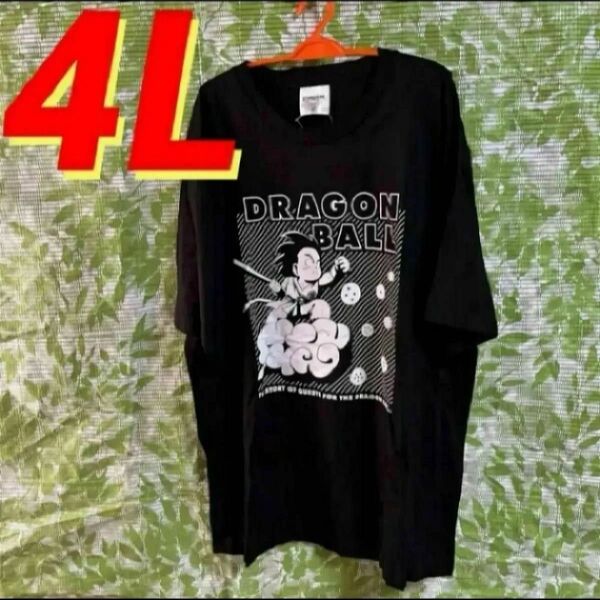 4L●ドラゴンボール★メンズプリントTシャツ★黒★孫悟空/少年期