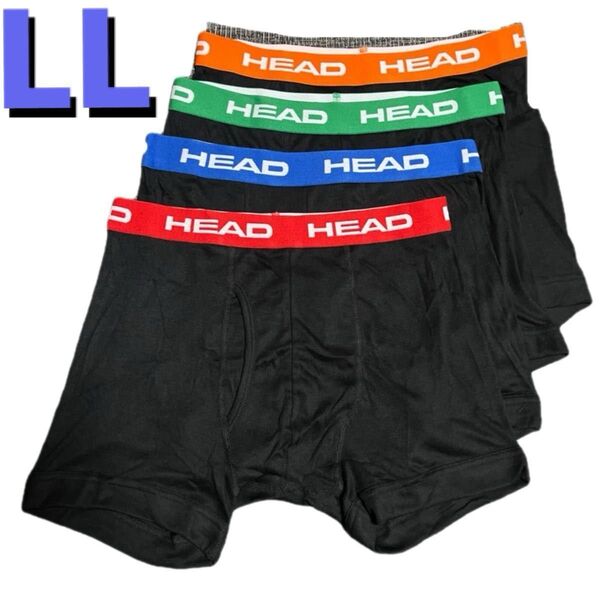 LL●4枚●HEAD/ヘッド★メンズ前開きボクサーブリーフ/ボクサーパンツ★黒/ブラック