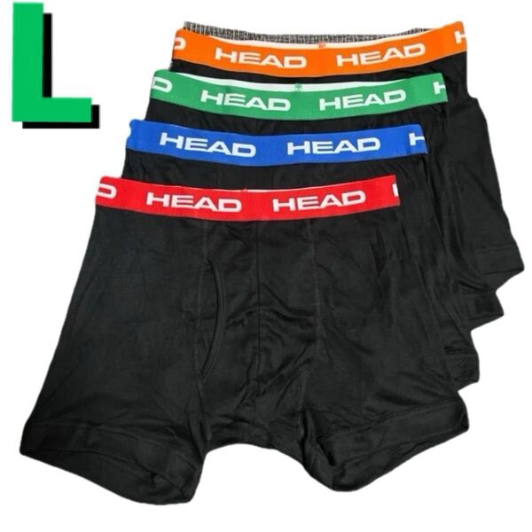 L●4枚●HEAD/ヘッド★メンズ前開きボクサーブリーフ/ボクサーパンツ★黒/ブラック