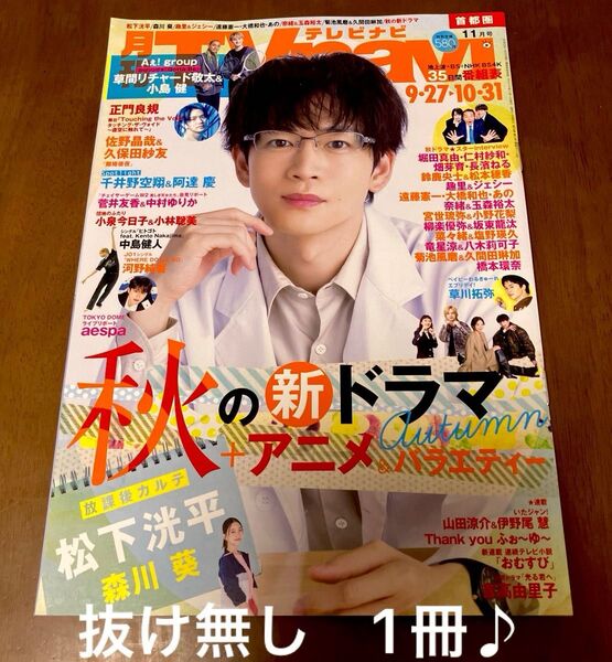 TVnavi首都圏版 2024年11月号 首都圏版 表紙 松下洸平 抜け無し♪