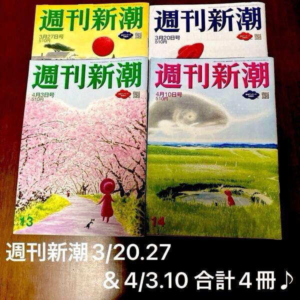 週刊新潮 2025年3月20.27日、4月3.10日号 合計4冊♪ 皇室、石破政権、中国、韓国、フジテレビ他