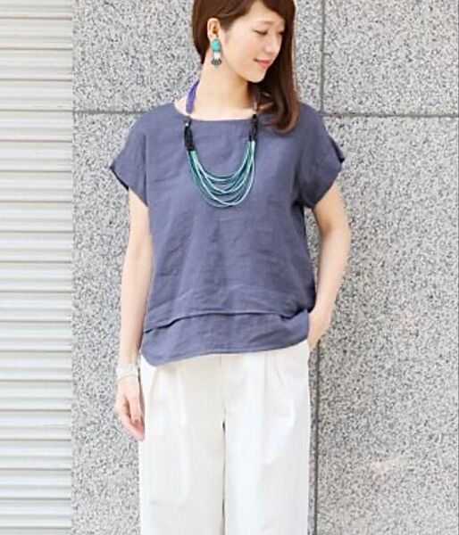 【URBAN RESEARCH DOORS】リネンレイヤードブラウス カットソー 2way