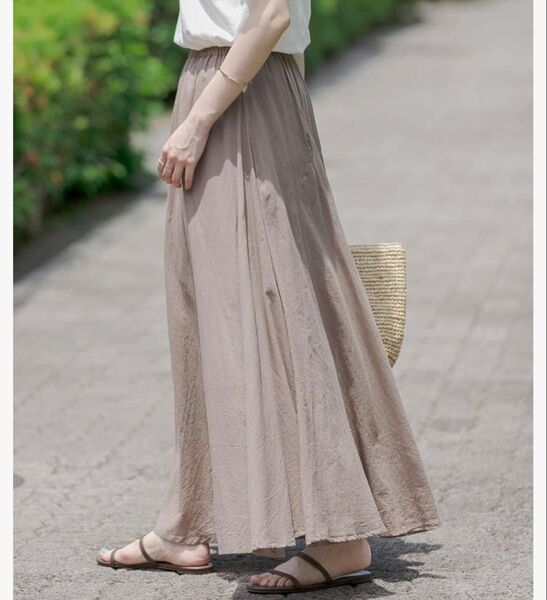 URBAN RESEARCH Sonny Label エアリーコットンボイルギャザースカート グレージュ